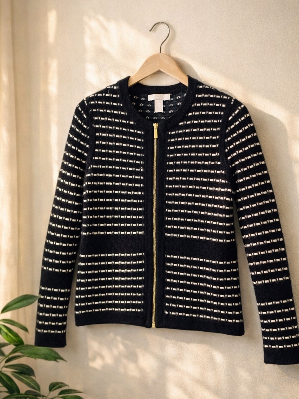 Banana Republic Zip Sweater Jacket Cashmere Blend Black Size Small